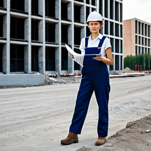 **

"A stylish woman in her late 20s, a professional architect, standing on a construction site in Moscow, wearing a practical yet fashionable dark blue jumpsuit and sturdy boots, holding a blueprint, modern architecture visible in the background, safe for work, appropriate content, fully clothed, professional, perfect anatomy, natural pose, high-resolution photograph, realistic lighting, safe for work."

**