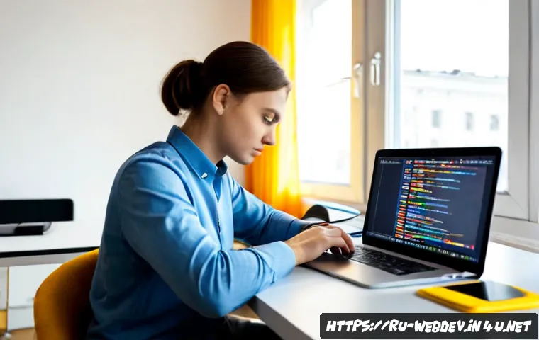 Home 30 웹개발자 기술 스택 확장 - Photorealistic Russian web developer at a clean modern desk in a bright Moscow-style apartment works...
